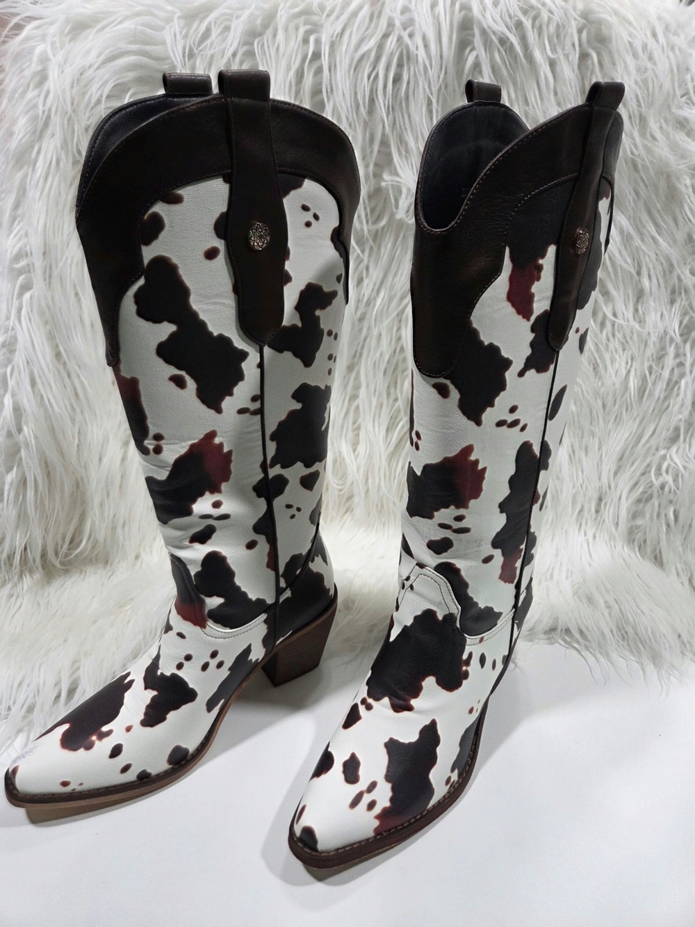 Time and Tru Cow Print Knee-High Western Boots Size 9